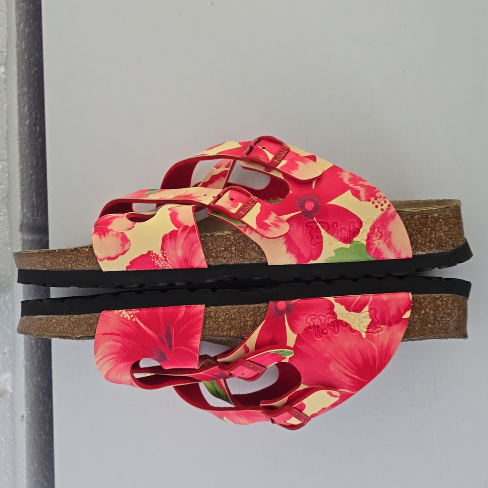 Birkenstock Floral Red Pink Sandals - Picture 10 of 10
